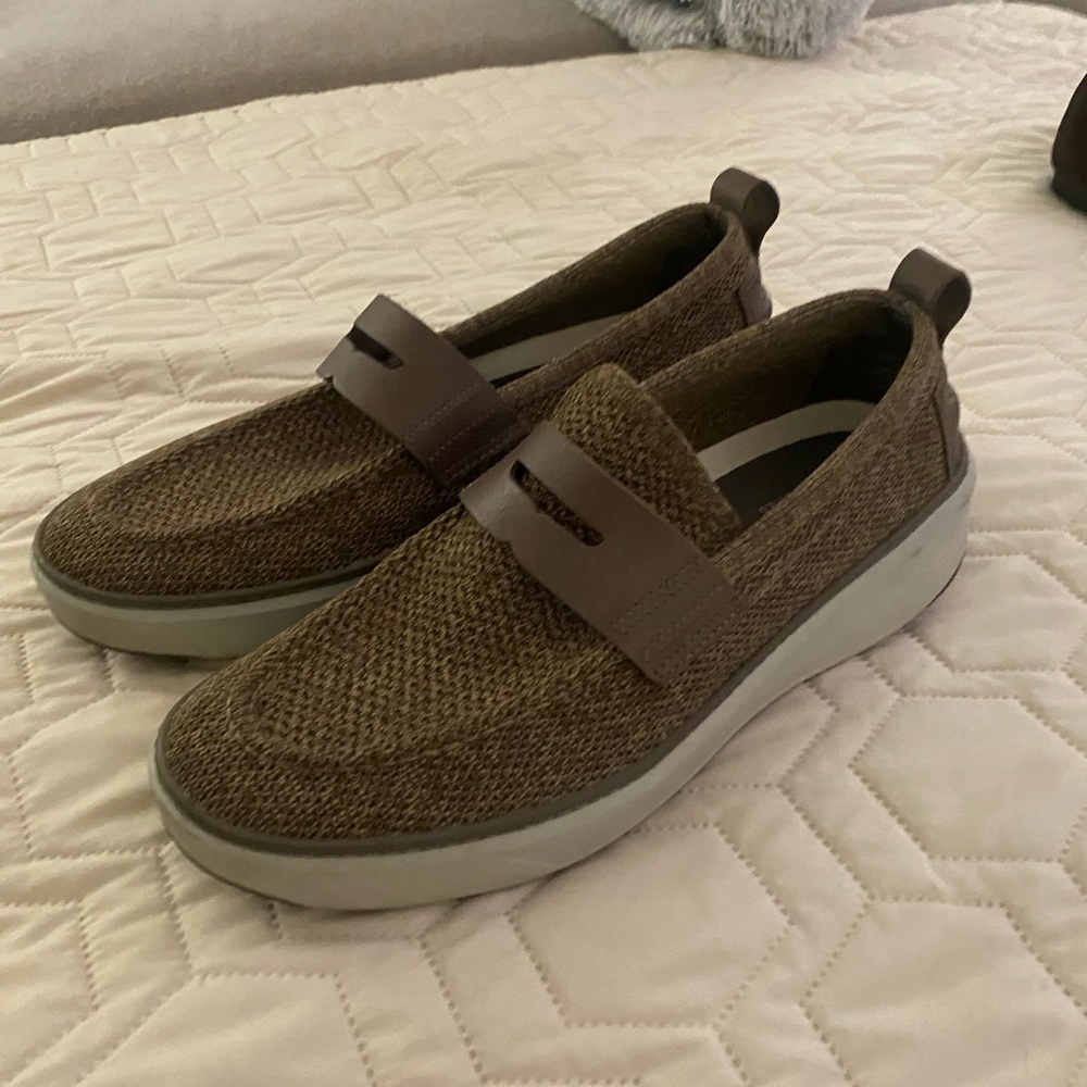 Cole Haan Brown Textured Slip-On Loafers